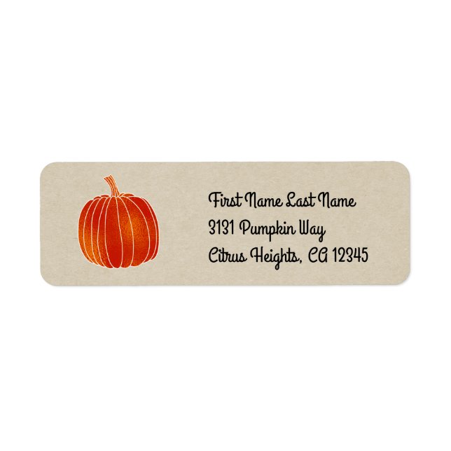 Shiny Orange Autumn Pumpkin Rustic Kraft Fall (Front)