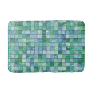 Shiny Pastel Blue Green Glass Block Tile Mosaic Sh Bath Mat