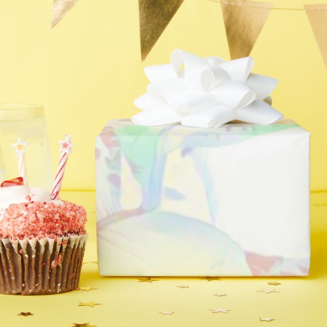 Shiny Pastel Botanical Leaves Wrapping Paper (Birthday Party)