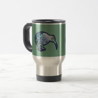 Shiny Pāua Kiwi Bird on Pale Green, with Name