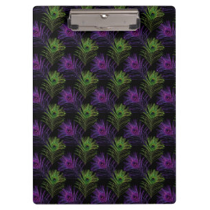 Shiny Peacock Feather Mardi Gras Colours NOLA Clipboard