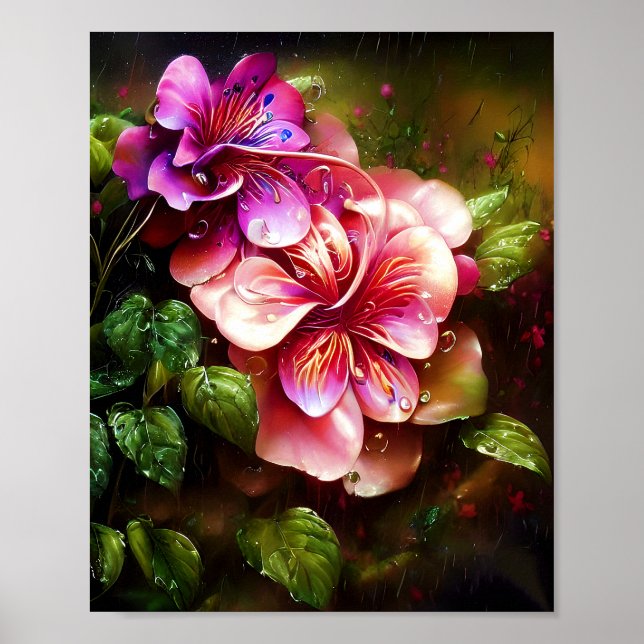 Shiny pink blooms poster (Front)