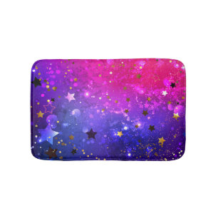 Shiny Pink Blue Background Bath Mat