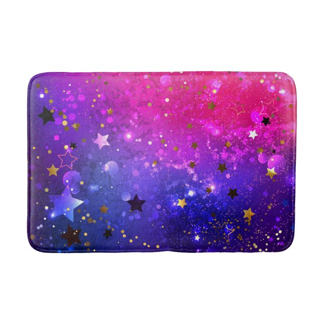 Shiny Pink Blue Background Bath Mat (Front)