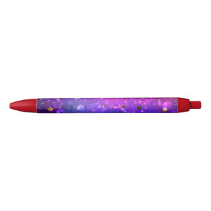 Shiny Pink Blue Background Black Ink Pen