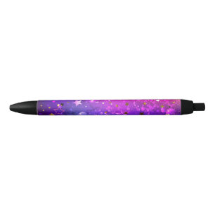 Shiny Pink Blue Background Black Ink Pen