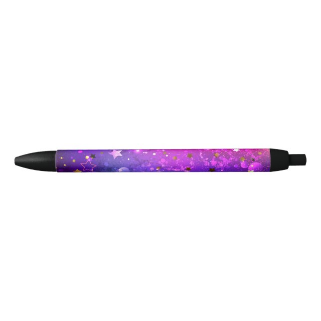 Shiny Pink Blue Background Black Ink Pen (Front)