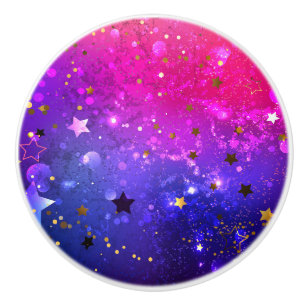 Shiny Pink Blue Background Ceramic Knob