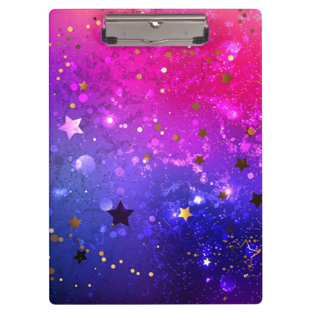 Shiny Pink Blue Background Clipboard (Front)