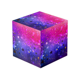 Shiny Pink Blue Background Cube