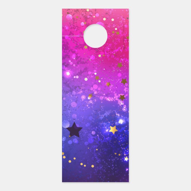 Shiny Pink Blue Background Door Hanger (Front)