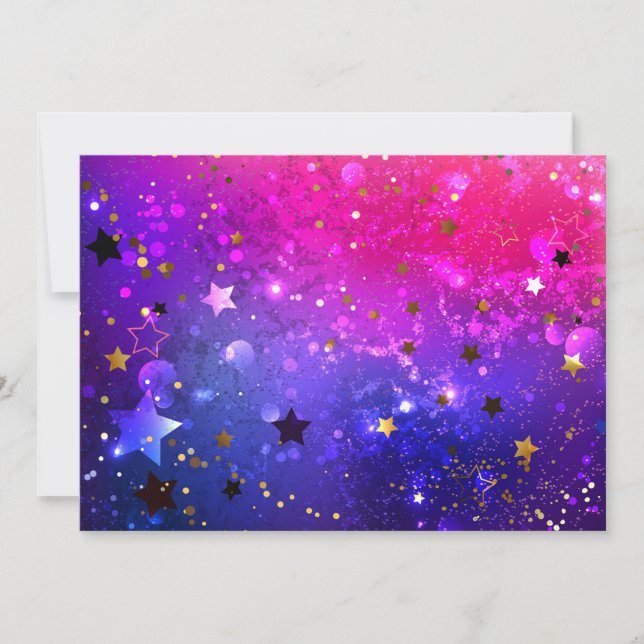 Shiny Pink Blue Background Holiday Card (Front)
