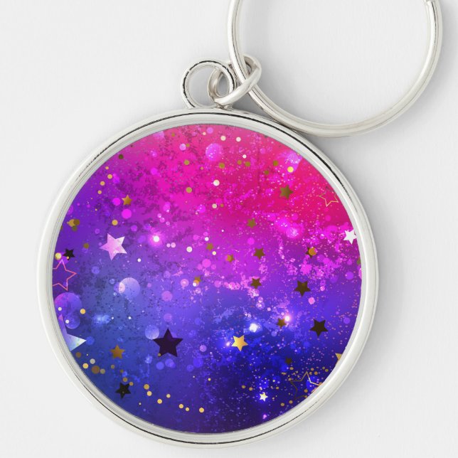 Shiny Pink Blue Background Keychain (Front)