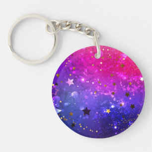 Shiny Pink Blue Background Keychain