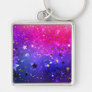 Shiny Pink Blue Background Keychain