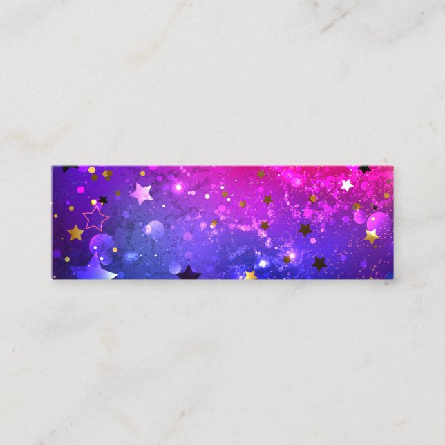 Shiny Pink Blue Background Mini Business Card (Front)