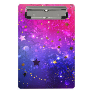 Shiny Pink Blue Background Mini Clipboard