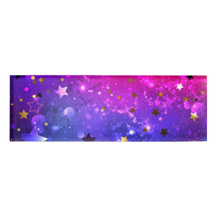 Shiny Pink Blue Background Name Tag