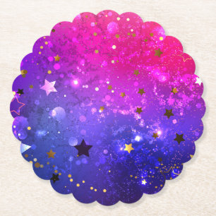 Shiny Pink Blue Background Paper Coaster