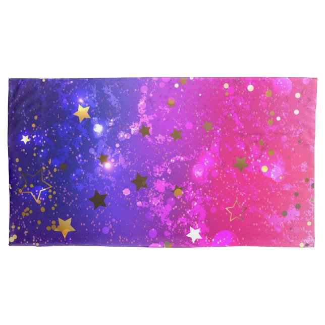Shiny Pink Blue Background Pillowcase (Front-Left)