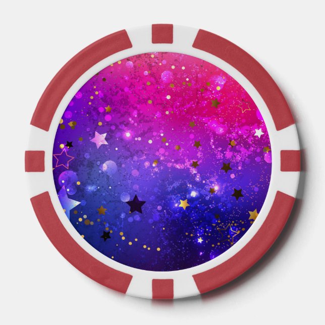 Shiny Pink Blue Background Poker Chips (Front)