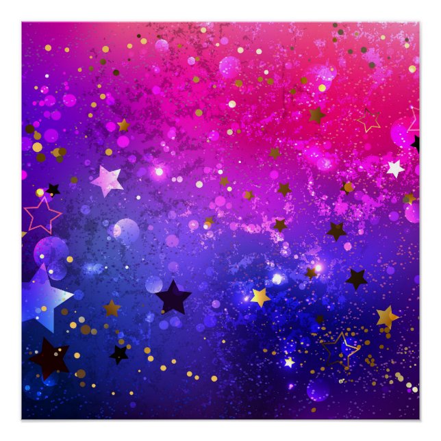 Shiny Pink Blue Background Poster (Front)