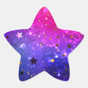 Shiny Pink Blue Background Star Sticker
