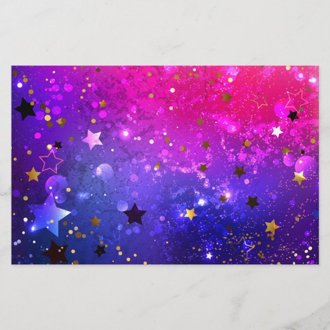 Shiny Pink Blue Background Stationery (Front)