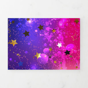 Shiny Pink Blue Background Tri-Fold Holiday Card