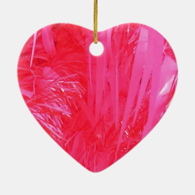 Shiny Pink Christmas Tree Ceramic Ornament (Back)