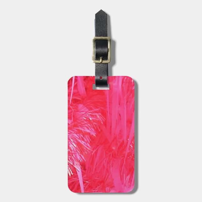 Shiny Pink Christmas Tree Luggage Tag (Front Vertical)