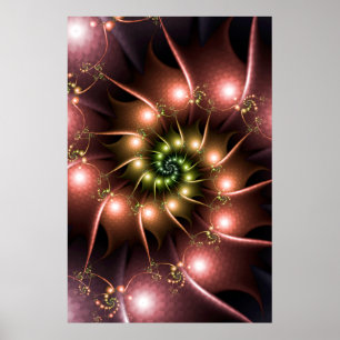  Shiny Pink Fractal Spiral Poster