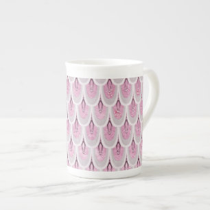 Shiny Pink Glitter Mermaid Fish Scales Bone China Mug