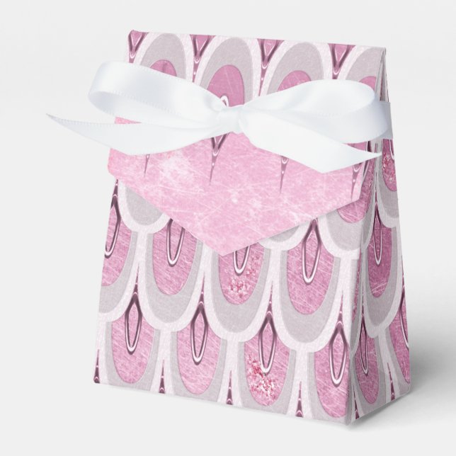 Shiny Pink Glitter Mermaid Fish Scales Favor Box (Front Side)