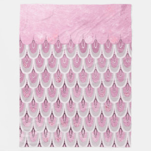 Shiny Pink Glitter Mermaid Fish Scales Fleece Blanket