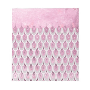 Shiny Pink Glitter Mermaid Fish Scales Notepad