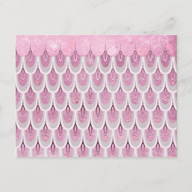 Shiny Pink Glitter Mermaid Fish Scales Postcard (Front)