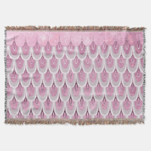 Shiny Pink Glitter Mermaid Fish Scales Throw Blanket
