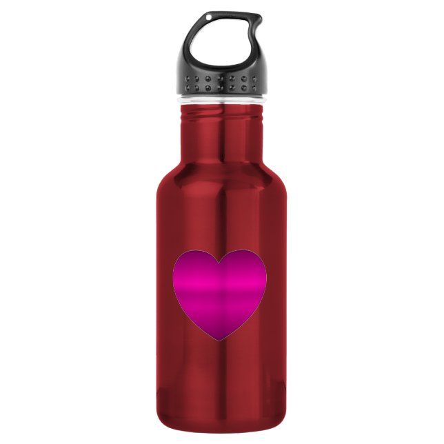 Shiny Pink Heart 532 Ml Water Bottle (Front)