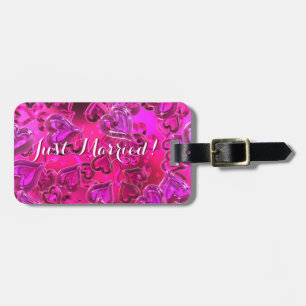 Shiny Pink Hearts Honeymoon Luggage Tag
