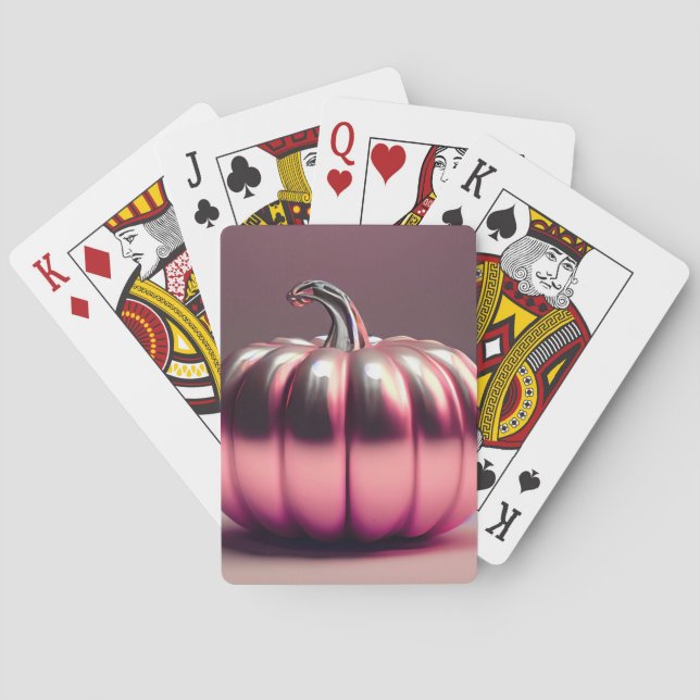 Shiny Pink Pumpkin Playing Cards (Back)
