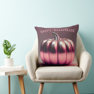 Shiny Pink Pumpkin Throw Pillow