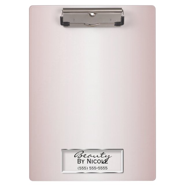 Shiny Pink Rose Glam Marble Modern Personalized Clipboard (Front)