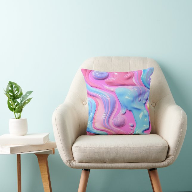 Shiny Plastic Bubble Abstract Throw Pillow (Chair)