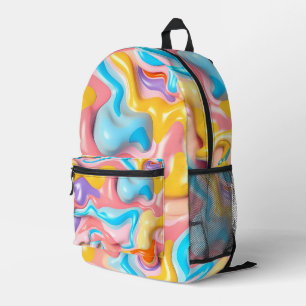 Shiny Plastic Fluid Abstract Printed Backpack