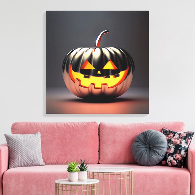 Shiny Pumpkin Halloween Canvas Print (Insitu(LivingRoom))