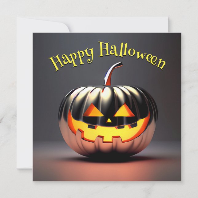Shiny Pumpkin Halloween Card (Front)