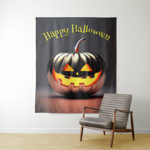 Shiny Pumpkin Halloween Photo Backdrop Tapestry