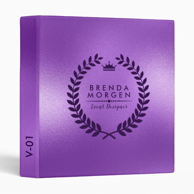 Shiny Purple background With  Laurel Wreath Binder (Front/Spine)