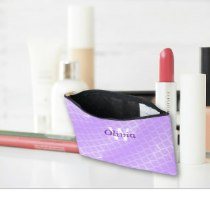 Shiny Purple Foil Lattice Accessory Pouch